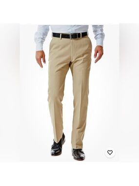 Haggar Men's Slim Fit Stretch Cool Pro 18 Tan Chino Dress Pants